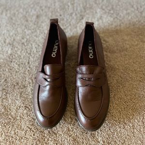 Brown leather loafer